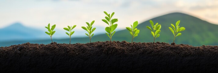 Aufkleber - Biophilic Growth Visualization Emerging Seedlings in Rich Soil - Eco-Friendly Agricultural Strategies and Sustainable Development in Modern Farming