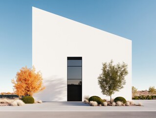 Poster - Minimalist Architectural Showcase Sleek Two-Story Structure with Glass Panels and Metal Exterior for Innovative Real Estate Development