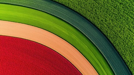 Poster - Geometric Aerial Crop Patterns Vibrant Agriculture Landscape with Textured Rows - Sustainable Food Production Imagery for AgriTech and Green Marketing