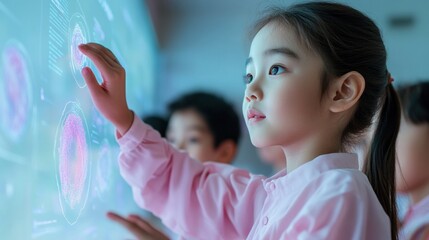 Aufkleber - Interactive Digital Classroom Experience AI-Enhanced Learning with Holographic Display for Engaging Education in Modern Academic Settings