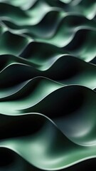 Poster - Abstract Green Waves: A Serene Digital Artwork