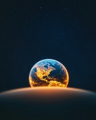 Aufkleber - Modern Tech Visualization of Earths Nocturnal City Lights Luminous Space Globe with Atmospheric Glow for Digital Connectivity and Business Innovation