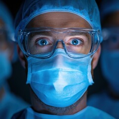 Poster - Cutting-Edge Surgical Team in Action Precision Instruments and Sterile Textiles in a High-Tech Operating Room - Enhancing Healthcare Excellence for Modern Medical Professionals