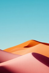 Poster - Vibrant Desert Dunes Minimalist Landscape in Bold Colors for Creative Branding and Modern Design Inspiration - Emphasizing Outdoor Serenity and Artistic Expression