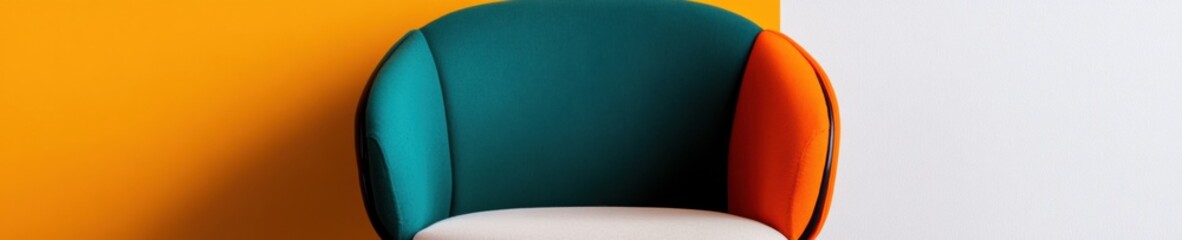 Aufkleber - Contemporary Minimalist Seating Bold Color Block Chair in Vibrant Fabric for Modern Interior Design Spaces and Creative Office Environments - Visual Identity and Brand Storytelling