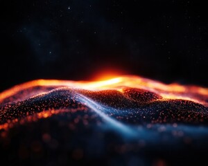 Poster - Futuristic Deep Space Visualization Luminescent Network and Particle Waves - Cutting-Edge Digital Content for Tech Marketing and Data Connectivity Solutions