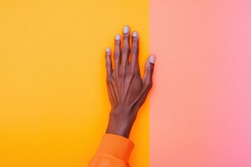Fototapete - Modern Gradient Illusion Monochrome Hand on Bold Color Background for Digital Artistry and Visual Communication - Enhancing Creative Marketing Solutions