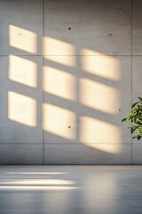 Poster - Futuristic Minimalist Workspace Soft Gray Concrete Wall with LED Lighting and Brushed Texture for High-Tech Office Design and Digital Innovation