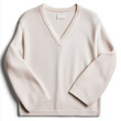 © Cozy Art - Beige V-neck sweater with long sleeves on white background