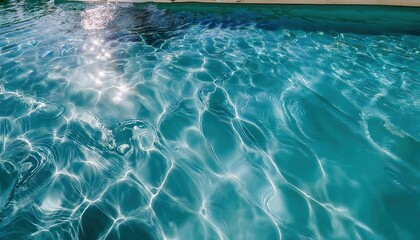 Poster - crystal clear turquoise water with sunlight reflections in a swimming pool, abstract rippling texture for backgrounds and design

