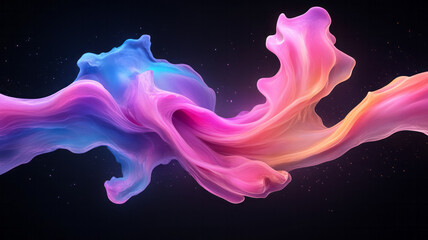 Poster - Expansive abstract splash of neon pink liquid twisting into a vortex, reflective highlights, cosmic