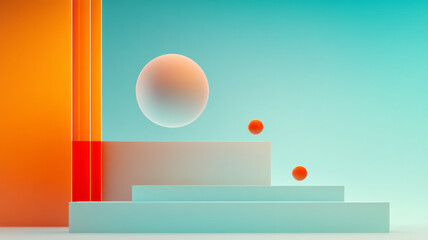 Poster - Pastel-hued environment with nuts levitating in geometric shapes, crisp edges, luminous glow, moody