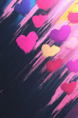Aufkleber - Dramatic explosion of glitch-inspired hearts, vibrant color streaks, bold outlines, edgy overlays,