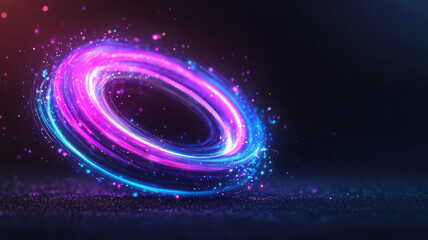 Aufkleber - Energetic burst of interconnected spheres and rings resembling an atom cluster, intense neon