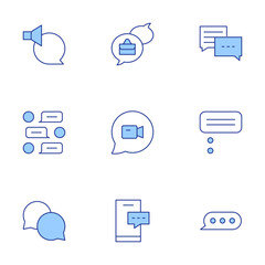 Poster - Chat icons set. Line Duotone style, editable stroke. chat, video chat, speech bubble