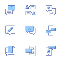 Poster - Chat icons set. Line Duotone style, editable stroke. discussion, chat, chat bubble, meeting