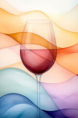 Aufkleber - Elegant mosaic of overlapping wine shapes and subtle watercolor textures, warm burgundy palette,
