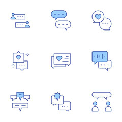 Poster - chat icons set. line duotone style, editable stroke. message, chat, contacts, speech bubble, comment