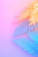 Poster - Dreamlike composition of overlapping palm leaves arranged in a spiraling pattern, subtle neon