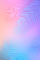 Aufkleber - Dreamlike composition of overlapping palm leaves arranged in a spiraling pattern, subtle neon