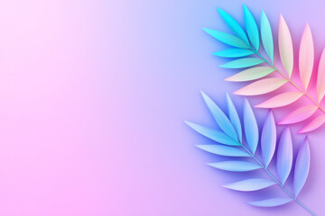 Aufkleber - Minimalist layout of translucent palm leaves floating on a clean pastel plane, delicate lighting,