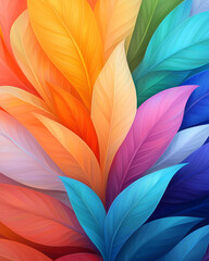 Aufkleber - Whimsical display of stylized palm leaves in vibrant swirling brushstrokes, fluid painterly