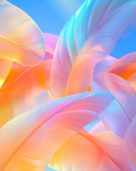 Poster - Abstract explosion of palm leaves weaving through glitchy overlays, bold complementary hues,