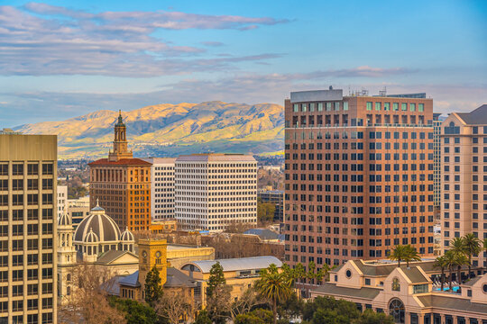 Downtown San Jose city skyline, cityscape of  Silicon Valley in California