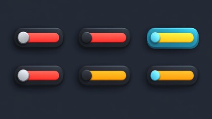 Colorful toggle switches on dark background