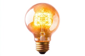 Wall Mural - glowing vintage light bulb isolated on white background, illuminating ideas and inspiration.