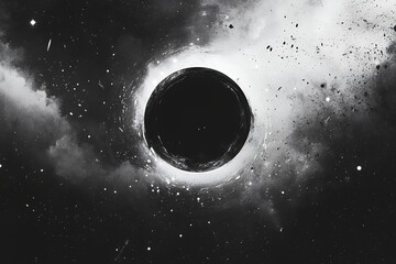 Wall Mural - cosmic black hole in deep space with dust and stars surrounding