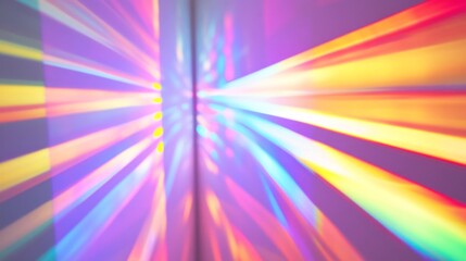 Poster - Colorful rays radiate from a central point, casting a playful spectrum against a white backdrop that brightens the entire space. This captivating display invites joy and wonder