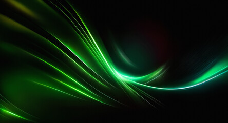 Aufkleber - Abstract image featuring luminous green and yellow curved lines gracefully flowing on a dark backdrop, creating a sense of dynamic motion and vibrant energy.