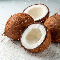 Canvas Print - coconut on a white background