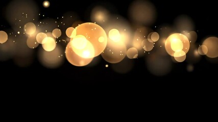 Wall Mural - soft golden bokeh lights create dreamy, magical atmosphere on dark background.