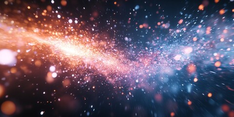 Poster - A stunning cosmic scene filled with bursts of colorful light. The image captures swirling particles and vibrant hues in a mesmerizing cosmic style. Perfect for digital art. AI