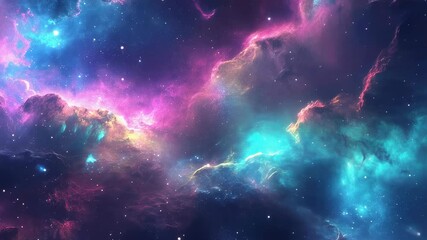 Wall Mural - bright and colorful nebula with glowing gas clouds and star clusters in deep space. astronomy and co