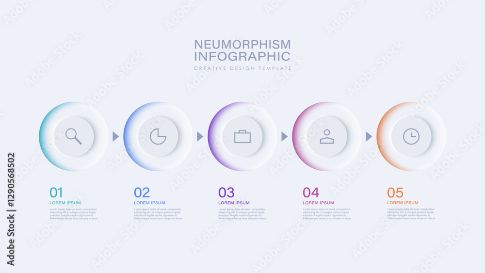 Neumorphism infographic 5 step timeline illustration Stock Vector ...