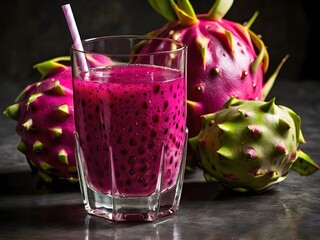 Wall Mural - a glass of dragon fruit juice