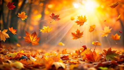 Wall Mural - autumn leaves background