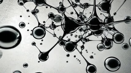 Poster - Abstract Black and White Molecular Structure: A 3D Rendering of Interconnected Spheres