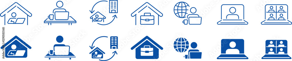 Working from home, remote work, icon set. Stock Vector | Adobe Stock