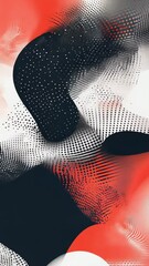 Poster - Abstract Red, Black and White Halftone Wave Design