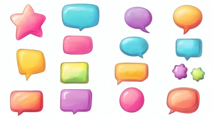 Colorful Speech Bubbles and Icons for Communication Design