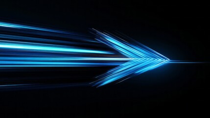 Poster - A vibrant blue arrow streaks across a dark background, exuding energy and movement. Its luminous trails evoke a sense of speed and direction, captivating the viewer