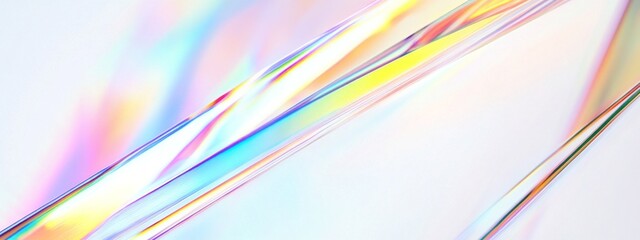 Poster - Light refracts through translucent surfaces, unleashing a burst of vibrant rainbow hues on a pristine white canvas. This spectacle celebrates the beauty of color and artistic wonder