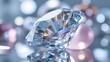 © Ano - Eine abstrakte Nahaufnahme von Licht, das durch einen massiven, perfekt geschliffenen Diamanten gebrochen wird.KI Generated