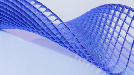 Wall Mural - 3D render illustration features a minimal geometric background with a blue wavy shape.