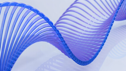 Wall Mural - 3D render illustration features a minimal geometric background with a blue wavy shape.