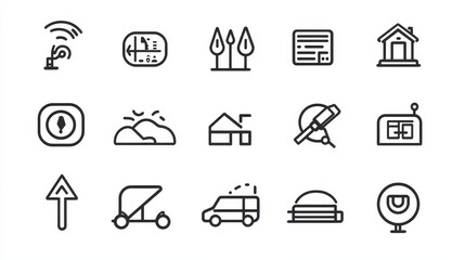 Poster - Navigation direction maps sign traffic and more thin line icons set vector illustration